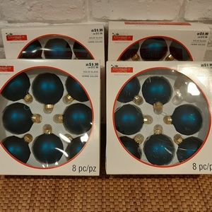 4 boxes Glass Christmas ornaments dark turquoise